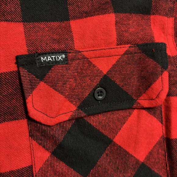 Matix Red & Black Plaid Flannel Shirt Sizes S,M,L,XL - Picture 7 of 14